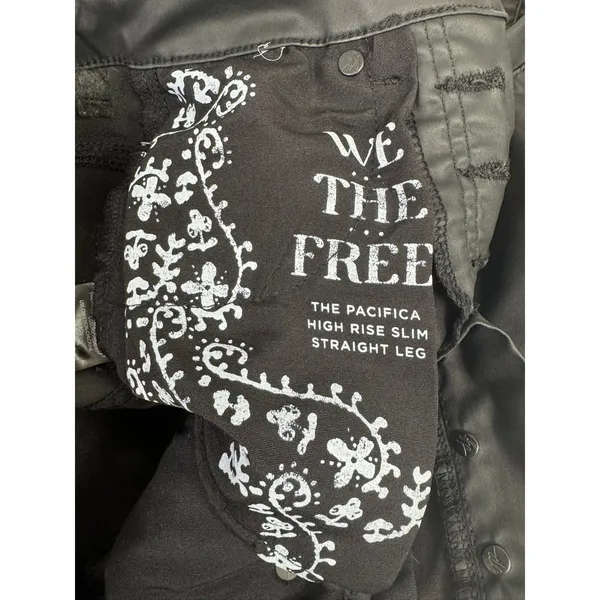 Free People We The Free Pacifica High Rise Slim Straight Leg Faux Leather Y2K‎ - Image 6