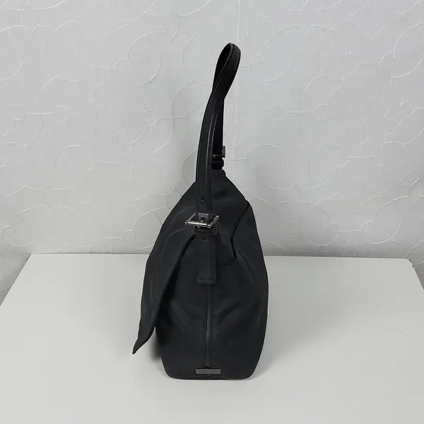 Vintage Coach Mercer 7424 Women Shoulder Bag Black Nylon Leather Twill Flap - Image 8
