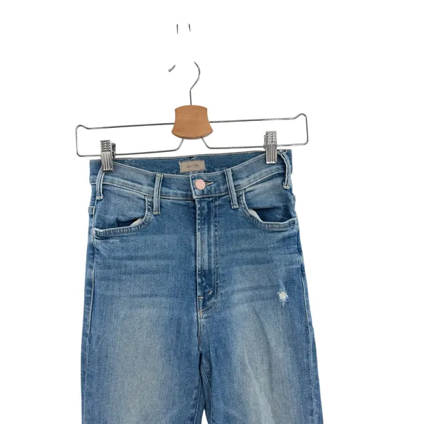 Mother‎ The Hustler Ankle Fray Understudy Distressed Crop Flare Jeans Size 24 - Image 4