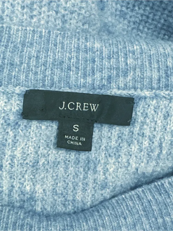 J. Crew Heathered Light Blue Waffle Knit Wool & Alpaca Blend Crew-neck Sweater S - Image 8