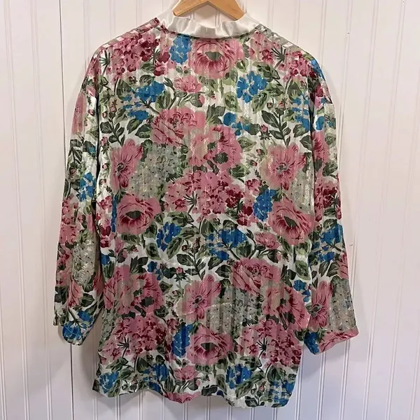 Victoria’s Secret vintage floral sheer button up long sleeve sleep top - Image 4