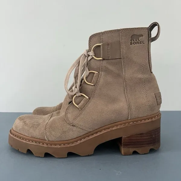 Sorel Joan Now Omega‎ Taupe Suede Waterproof Lace Up Winter Boots - Image 5