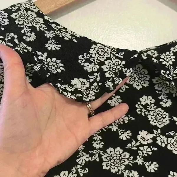 MI AMI‎ | FRANCESCA'S | NWT Black and White Floral Ruffle Collared Mini Dress, S - Image 3