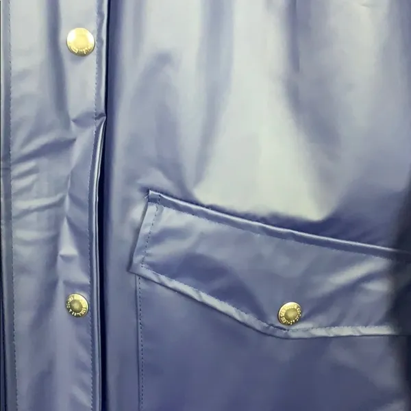 Levi's Blue Rain Jacket Trench Coat Hooded XS Long Line Snap Buttons Waterproof - Image 4