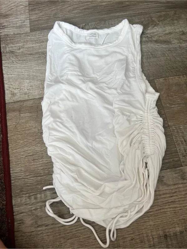 Wilfred White Sleeveless Ruched Side Tank Top - Image 6