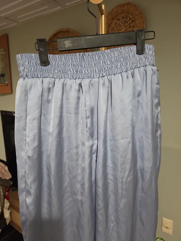 Zara Light Blue Satin Track Pants - Image 15