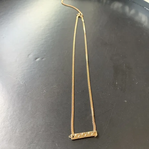 Gold Tone Three Heart Bar Necklace - Image 2