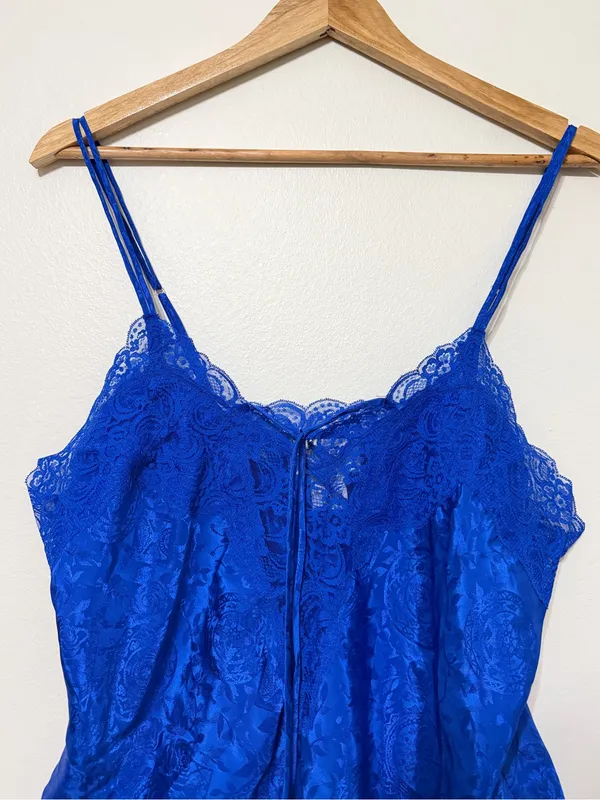 Victoria’s Secret Royal Blue Babydoll Lace Tank Top Size Medium Y2K 90s 2000s - Image 3