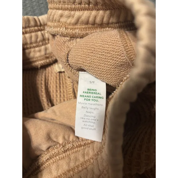 Aerie Waffle Knit Textured Shorts Womens Small Brown Pull On Pockets Sz S - Image 5