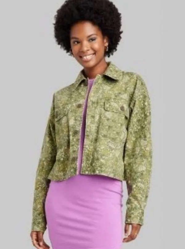 Women's Cropped Canvas Surplus Shacket - Wild Fable size small - Image 2