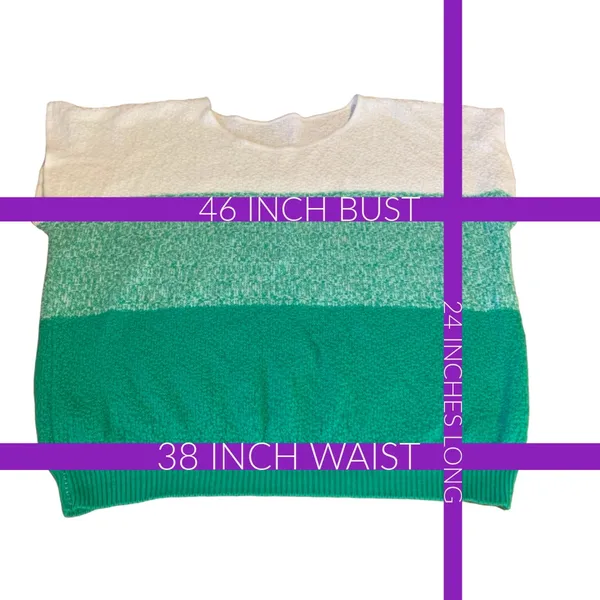 Vintage 1980'S Green & White Color Block Sweater (L) - Image 10