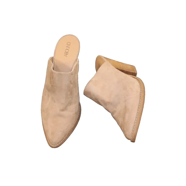 Abound Maya Mule Womens 8M Tan Suede Pointed Toe Block Heel Bootie Slip On - Image 2