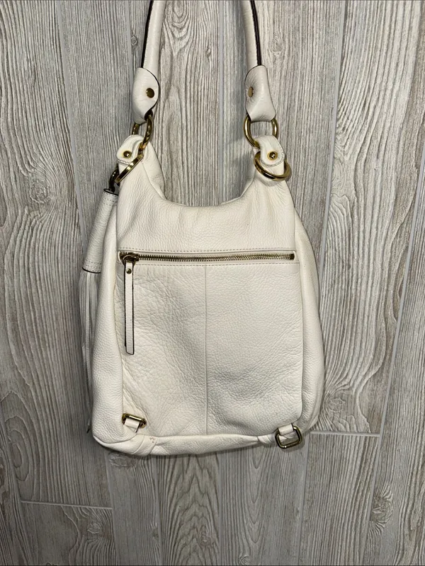 G.I.L.I. White Leather Shoulder Bag with Tassel and Gold Hardware - Image 4