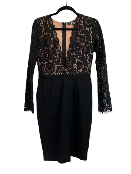Lulu's Black Lace Long-Sleeve Bodycon Dress Sz L New Cocktail Party Dress - Image 5
