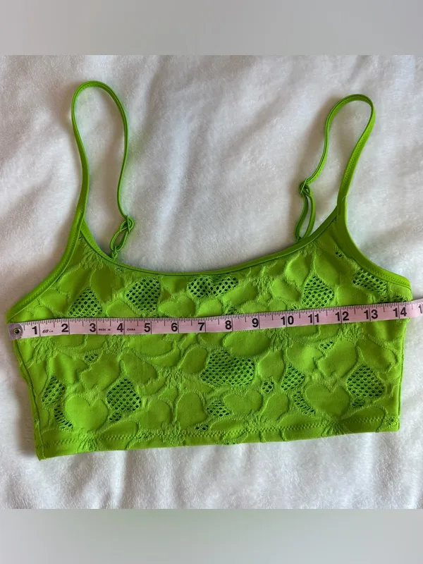 Aerie Scoop Neck Bikini Top Neon Green Size Medium - Image 6