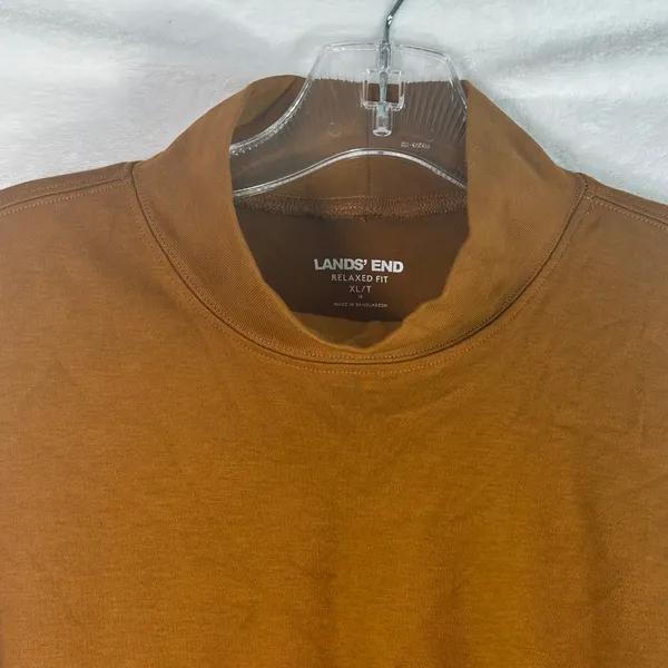 Lands End Size XL Tall Brown Relaxed Fit Long Sleeve Mock Neck T-Shirt - Image 5