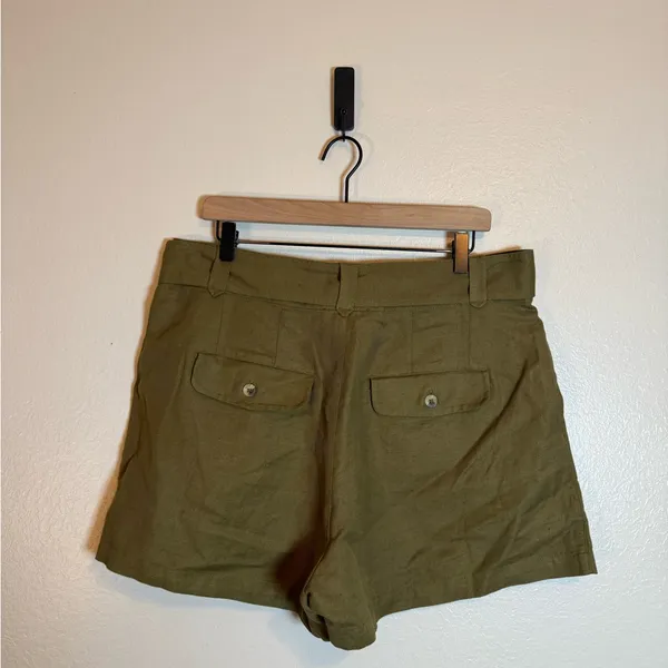 Able Wanda Linen Pleated Shorts‎ Green Size 10 - Image 3