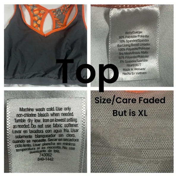 Xersion Athletic Tank Capri Pants Set Orange Gray Activewear Size XL - Image 6