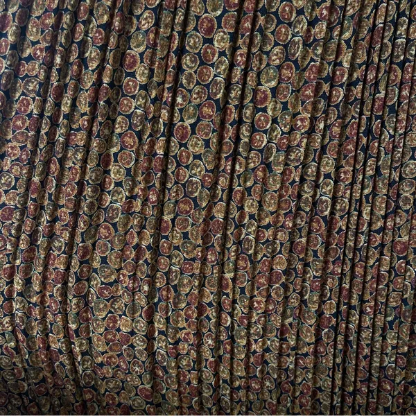 Vintage Medium Earthy Tones Pleated Maxi Skirt Artsy Boho Fruit Print - Image 3