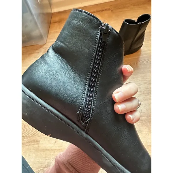 Flexstep | Tallie Black‎ Faux Leather Side Zip Button Detail Ankle Boots, 6.5M - Image 3