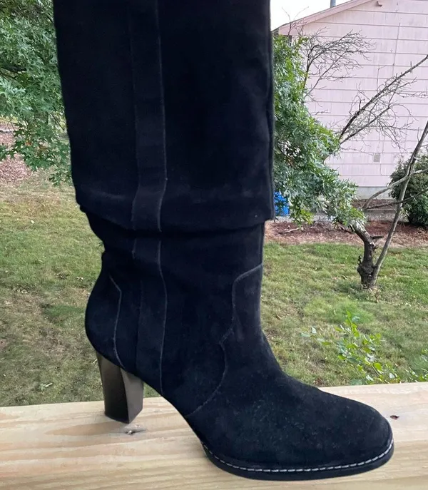 Franco Sarto EMA Women Black Suede/Leather Mid Calf Boots Sz 9.5 - Image 4