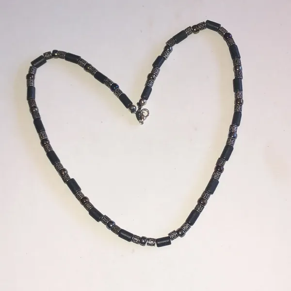 Black Metallic Beaded Boho Necklace - Image 2