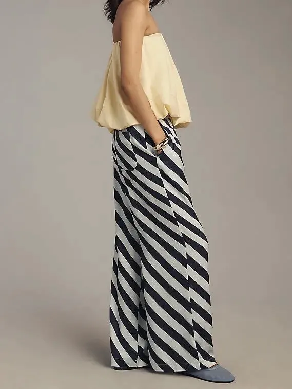 Anthropologie Maeve The Brooklin Printed Striped Wide-Leg Pull-On Pants, Size S - Image 3
