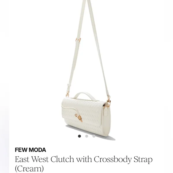 FEW MODA Cream Crossbody Clutch with Top Handle - Image 2