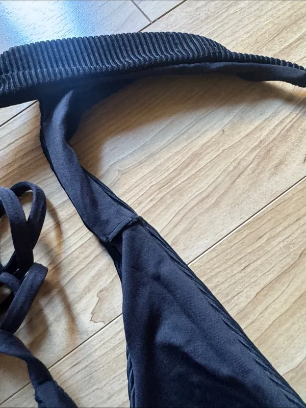 Frankie's Bikinis Black Ribbed Tie-Side Bikini Bottom - Image 3