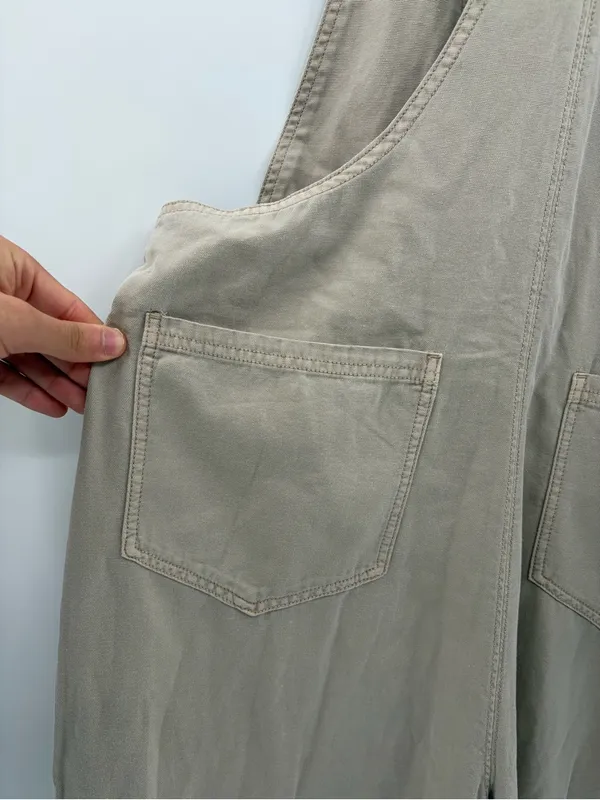 Anthropologie cream Wideleg carpenter summer overalls jumpsuit size xl NWT - Image 8