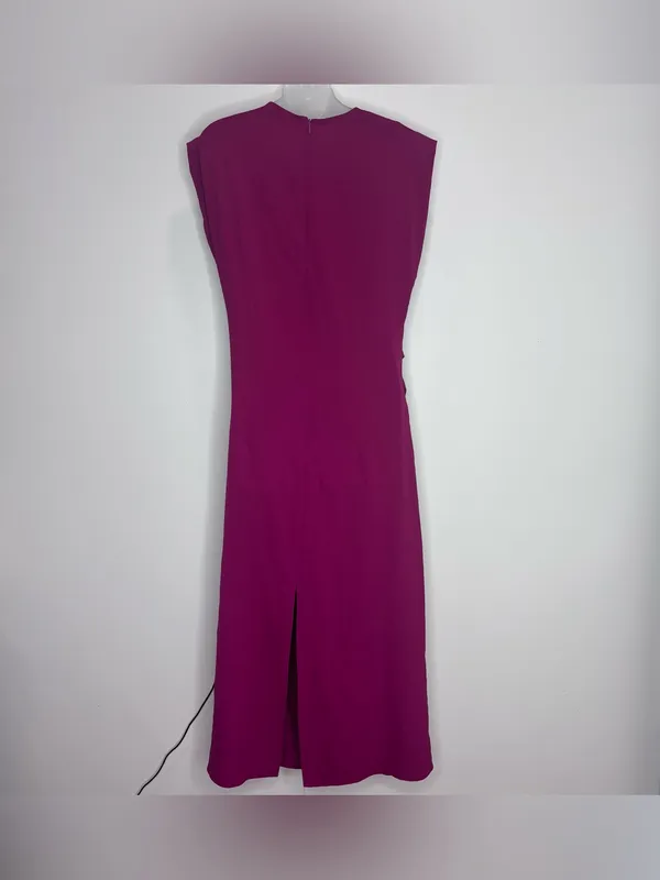 Zara Draped Fuchsia pink Midi Dress Silver Ring sleeveless size XL vacation - Image 3
