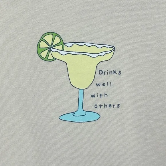 Life Is Good Womens Small Beige Margarita Graphic V Neck‎ T Shirt NWT Casual - Image 7