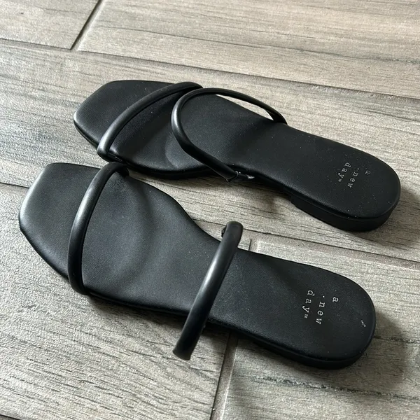 A New Day Black Minimalist Sandals with Sleek Straps - Image 4