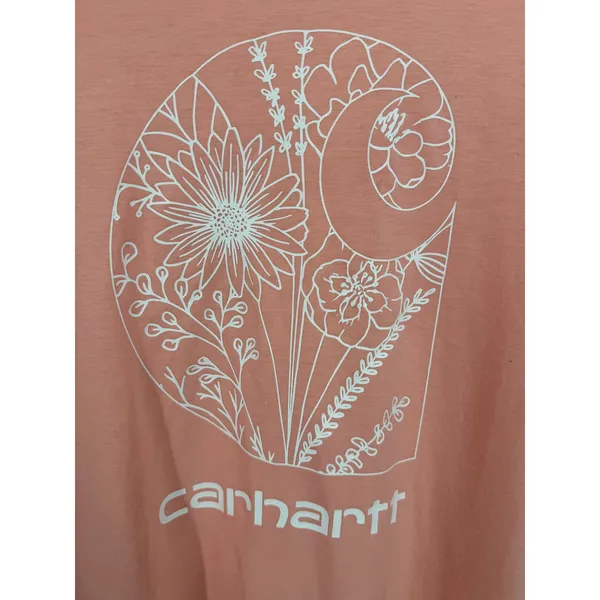 Carhartt T-Shirt women's XXL relaxed fit crew floral C graphic logo peach - Image 2
