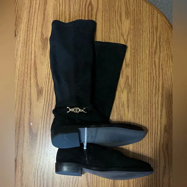 Sam Edelman Black Suede Clive Embellished Riding Boot Size 5 - Image 3
