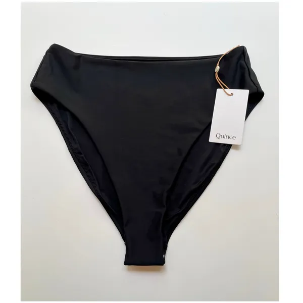 Quince Italian High-Rise High-Leg Bikini Bottom Swim Black Size XL NEW - Image 2