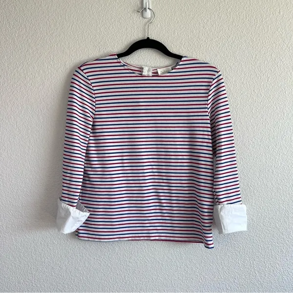 Anthropologie | Deletta‎ Poplin Cuffed Striped Top - Image 2