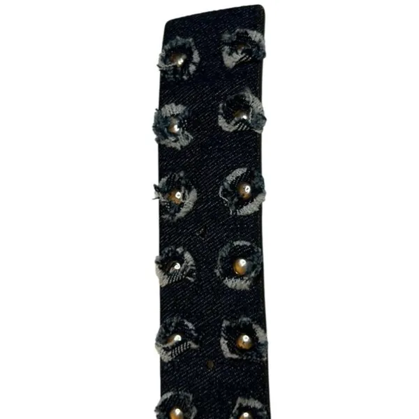 Denim Belt Y2K Distressed Studded 90s Indie Sleaze Western Jean Buckle Bunny 43" - Image 6