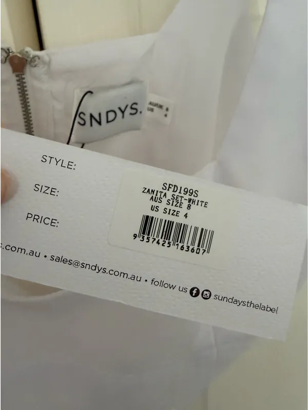 NWT SNDYS. Zanita Set White Top and Skirt Two-Piece Set US Size 4 - Image 7