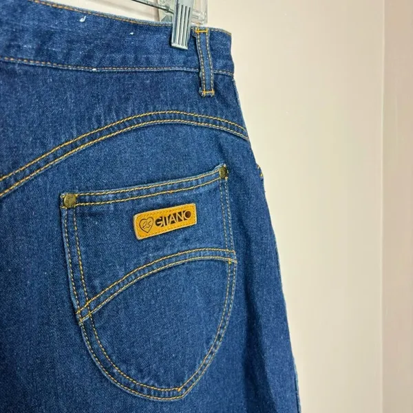 Vintage 90s Gitano blue denim mini skirt fitted grunge boho festival 10/12 - Image 3