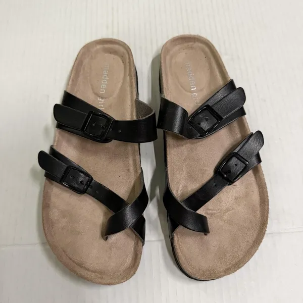 Madden Girl Bryceee Shoes Womens Size 6.5M Black Strappy Buckle Sandals Comfort - Image 2