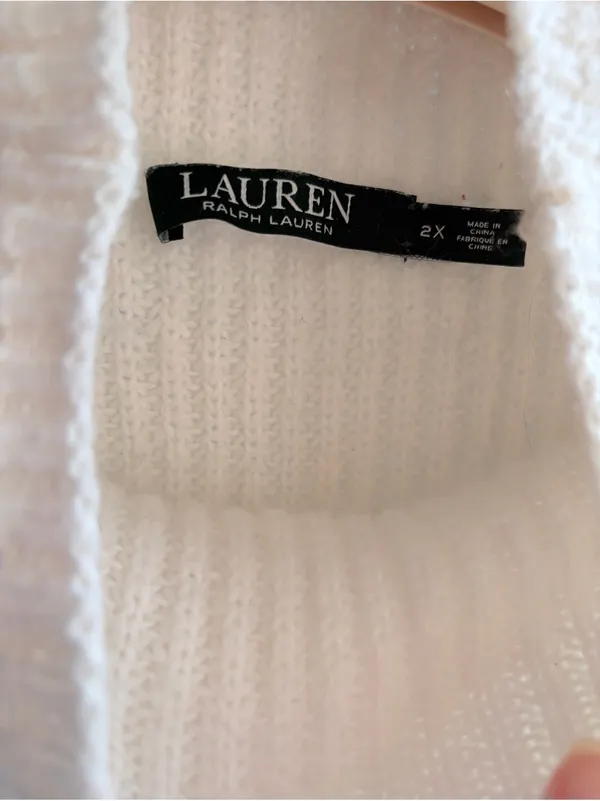 Lauren Ralph Lauren Cream Cable Knit Mock Neck Sweater Vest 2X - Image 8