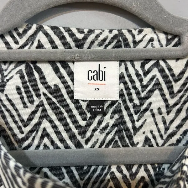 Cabi Zebra Zig Zag‎ Print Topper longline Jacket Black White 3/4 Sleeve XS - Image 3