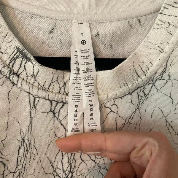 Lululemon Perfectly Oversized Crew White Black Pullover Sweatshirt 8 / Medium - Image 3