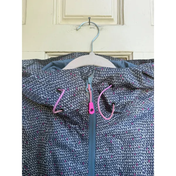 Mountain Hardwear Womens Grey Pink Geometric Print Hooded Rain Jacket Size Large - Image 5