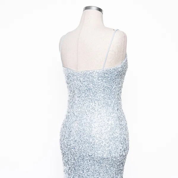 Betsy &‎ Adam - Ice Blue Sequined Floor Length Gown - Image 14