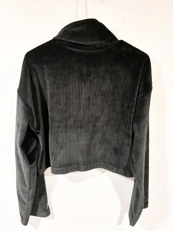 Fabletics Size Medium Black Plush Rib Half Zip Sweatshirt NEW - Image 5