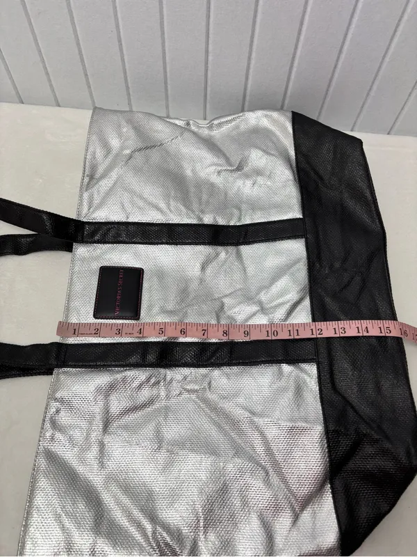 Victorias Secret Large‎ Silver & Black Weekender Get Away Travel Tote Bag - Image 9