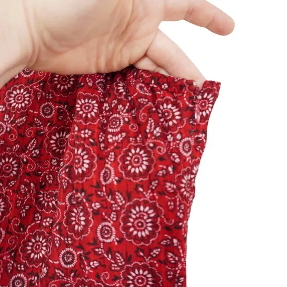 Loft Red‎ Bandana Floral Paisley Midi Dress Adjustable Straps Tie Waist Sleeveless - Image 10