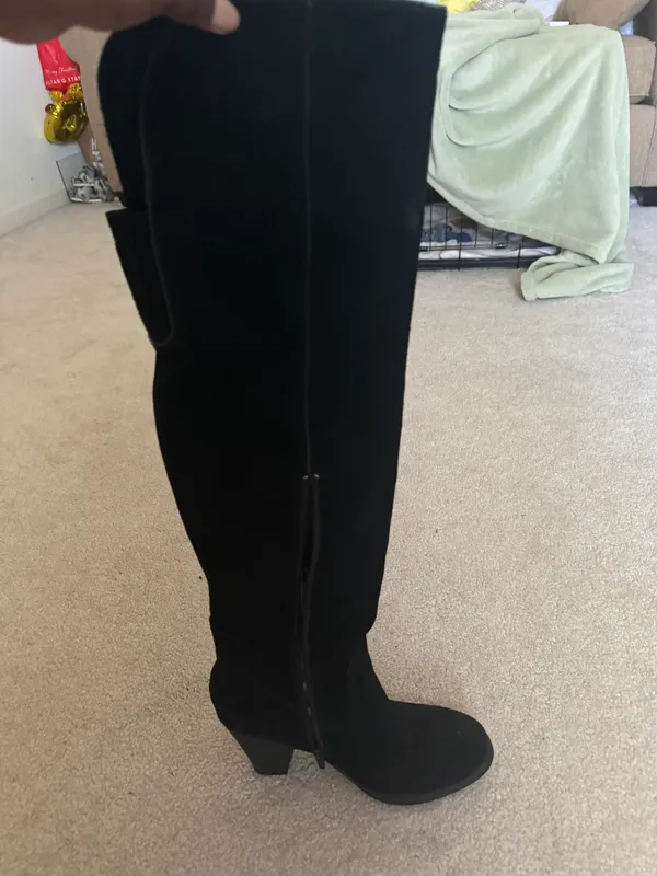 MIA Knee High Black Suede Boots - Image 6